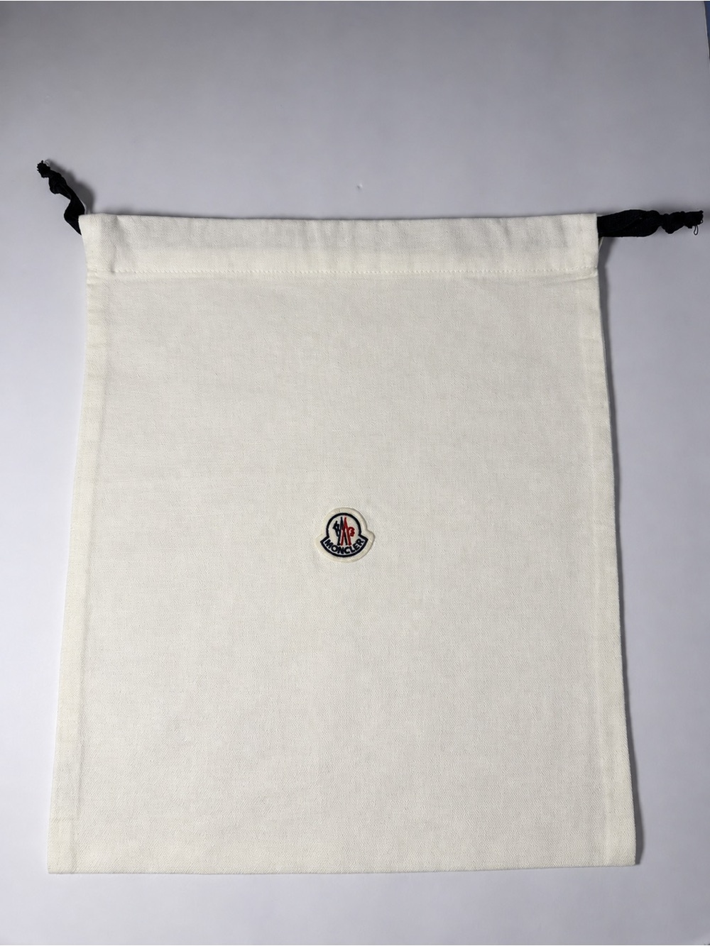 Moncler White Drawstring Pouch with Logo Patch